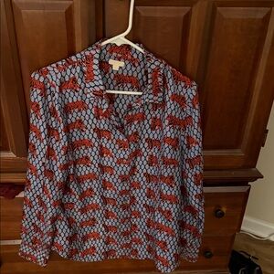 Collection B Red and Blue Patterned Blouse